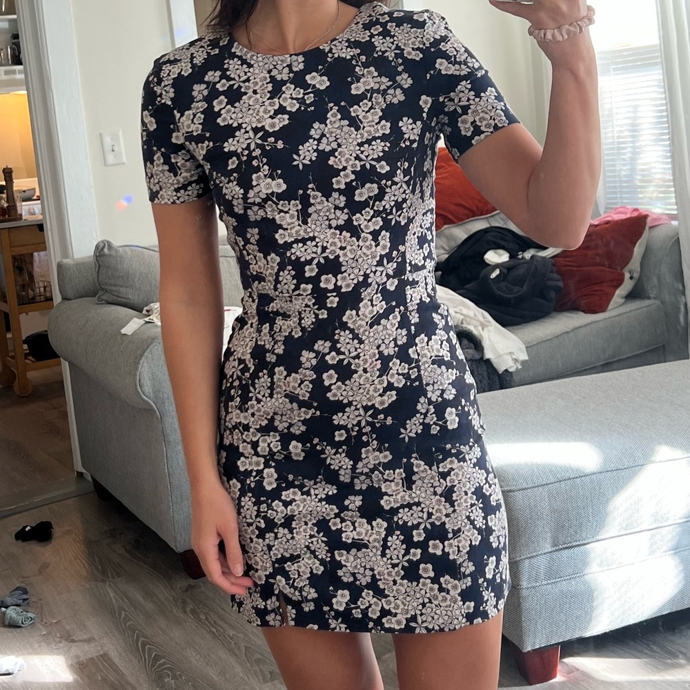 French Connection Black and White Floral Mini Dress